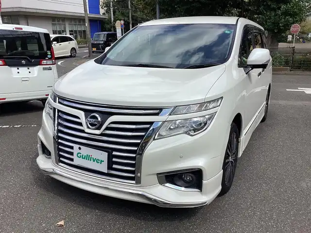 日産 エルグランド 250ハイウェイスター プレミアム 神奈川県 2014(平26)年 13.1万km ブリリアントホワイトパール 純正HDDナビ/(AM/FM/BT/CD/DVD/フルセグTV)/フリップダウンモニタ/Bose5.1ch/クルーズコントロール/全方位カメラ/バックカメラ/両側パワースライドドア/100V充電/ETC/LEDヘッドライト/エザーシート/パワーシート/シートヒーター/ステアリングスイッチ/ウィンカーミラー/ドアバイザー/パワーウィンドウ/パワーステアリング
