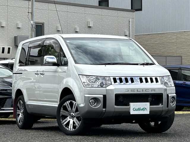 三菱 デリカＤ：５ ジャスパー 宮城県 2019(平31)年 7.5万km ウォームホワイトP/スターリングシルバーM 社外ナビ/(DVD/SD/AM・FM/TV(フルセグ)Bluetooth)/社外後席用フリップダウンモニター/社外ドライブレコーダー前後/バックカメラ/両面パワースライドドア/ドライブモードセレクター/アダプティブクルーズコントロール/純正１８インチアルミホイール225/55R18/純正フロアマット/シートヒーター/ETC/運転席パワーシート