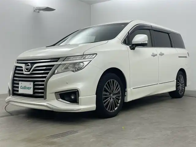 日産 エルグランド 250HWS プレミアム アーバンクロム 岡山県 2016(平28)年 8.6万km ブリリアントホワイトパール 純正メモリナビゲーション/エマージェンシーブレーキ		/１２インチフリップダウンモニター		/【フルセグ/Bluetooth/DVD/MSV】		/アラウンドビューモニター		/純正18inアルミホイール+サマータイヤ：装着		/パワーシート		/電動リアゲート	/１００V電源	/クルーズコントロール		/ビルトインETC		/LEDヘッドライト（AUTO機能付き）		/シートヒーター		/横滑り防止機能					/純正ドライブレコーダー				/スマートキー	/ステアリングスイッチ/ISOFIX		/プッシュスタート		/コーナーセンサー			/フロアマット