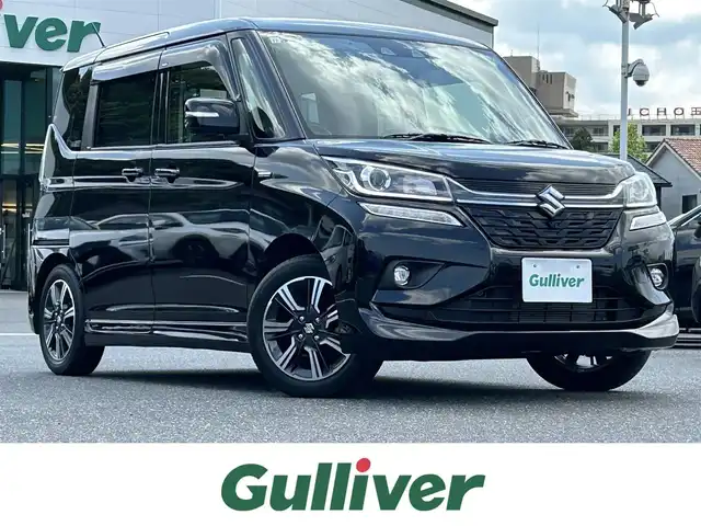 スズキ ソリオ バンディット HV MV 島根県 2019(令1)年 1万km スーパーブラックパール 4WD/ワンオーナー /デュアルカメラブレーキサポート/社外8インチナビ/CD/DVD/DTV/Bluetooth/全方位カメラ/両側パワースライドドア/レーダークルーズコントロール/社外AW付きスタッドレス積込/ETC/ドライブレコーダー/LEDオートライト/コーナーセンサー /シートヒーター /ステアリングスイッチ/スマートキー/プッシュスタート /純正フロアマット/純正ドアバイザー/電動格納ミラー