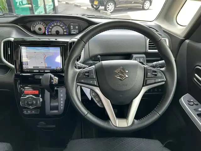 スズキ ソリオ バンディット HV MV 島根県 2019(令1)年 1万km スーパーブラックパール 4WD/ワンオーナー /デュアルカメラブレーキサポート/社外8インチナビ/CD/DVD/DTV/Bluetooth/全方位カメラ/両側パワースライドドア/レーダークルーズコントロール/社外AW付きスタッドレス積込/ETC/ドライブレコーダー/LEDオートライト/コーナーセンサー /シートヒーター /ステアリングスイッチ/スマートキー/プッシュスタート /純正フロアマット/純正ドアバイザー/電動格納ミラー