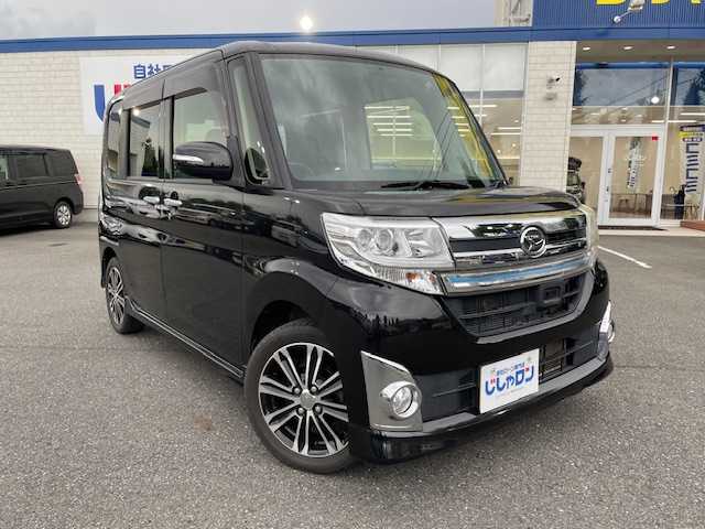 ダイハツ タント カスタム RS SA 東京都 2014(平26)年 5.2万km ブラックマイカメタリック (株)IDOMが運営する【じしゃロン昭島店】の自社ローン専用車両になりますこちらは現金またはオートローンご利用時の価格です。自社ローンご希望の方は別途その旨お申付け下さい/衝突軽減ブレーキ/ETC/スマートキー/プッシュスタート/両側パワースライドドア/Autoライト/LEDヘッドライト/革巻きステアリング/純正フロアマット/純正アルミホイール