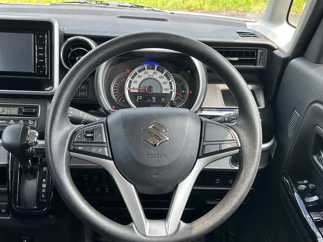 スズキ スペーシア カスタム HYBRID GS 熊本県 2019(平31)年 5.6万km ピュアホワイトP デュアルセンサーブレーキサポート/社外ナビ/全方位カメラ/ビルトインETC/純正14インチAW/片側パワースライドドア/右前席シートヒーター/LEDヘッドライト/オートライト/フォグライト/横滑り防止装置/ウィンカーミラー/純正フロアマット