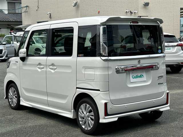 スズキ スペーシア カスタム HYBRID GS 熊本県 2019(平31)年 5.6万km ピュアホワイトP デュアルセンサーブレーキサポート/社外ナビ/全方位カメラ/ビルトインETC/純正14インチAW/片側パワースライドドア/右前席シートヒーター/LEDヘッドライト/オートライト/フォグライト/横滑り防止装置/ウィンカーミラー/純正フロアマット
