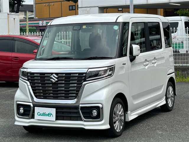 スズキ スペーシア カスタム HYBRID GS 熊本県 2019(平31)年 5.6万km ピュアホワイトP デュアルセンサーブレーキサポート/社外ナビ/全方位カメラ/ビルトインETC/純正14インチAW/片側パワースライドドア/右前席シートヒーター/LEDヘッドライト/オートライト/フォグライト/横滑り防止装置/ウィンカーミラー/純正フロアマット