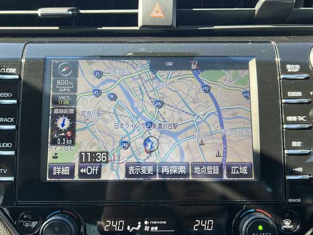 トヨタ カムリ WS 岐阜県 2019(平31)年 4.6万km プラチナホワイトパールマイカ 登録時走行距離45835km/純正８型ナビ/フルセグＴＶ/バックカメラ/クルーズコントロール/ドライブレコーダー/前後コーナーセンサー/レーンキープアシスト/ハーフレザーシート/ビルトインＥＴＣ/ドアバイザー/ＬＥＤヘッドライト/オートライト/オートマチックハイビーム/フロントフォグランプ/プッシュスタート/スマートキー/スペアキー/純正アルミホイール/社外フロアマット/アイドリングストップ