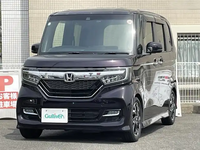 ホンダ Ｎ ＢＯＸ カスタム G L ターボ ホンダセンシング 山口県 2018(平30)年 4.7万km プレミアムベルベットパープル・パール 両側パワースライドドア/SDナビ フルセグTV CD DVD BT/バックカメラ/ハーフレザーシート/ビルトインETC/ドラレコ/衝突被害軽減ブレーキ/レーダークルーズコントロール/レーンアシスト/オートマチックハイビーム/ローダウン/パドルシフト/ステアリングリモコン/革巻きステアリング/LEDオートヘッドライト/フォグライト/シーケンシャルウィンカー/バックソナー/W サイド カーテン エアバッグ/禁煙車