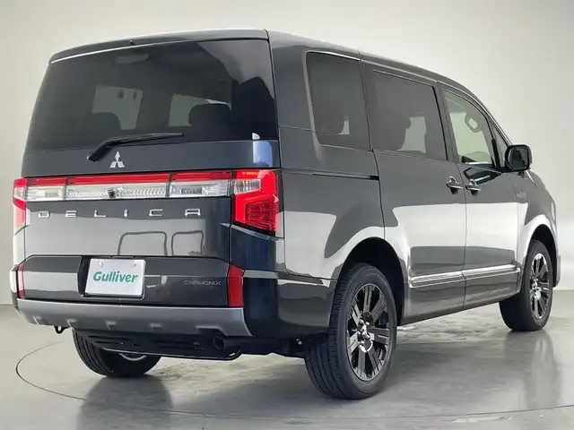 三菱 デリカＤ：５ シャモニー 愛知県 2025(令7)年 0.1千km グレーⅡ CHAMONIX (8人)　4WD　オリジナルナビ取付パッケージ＋リアモニター取付パッケージ(25/300)　ステップレス　（8人）/登録済未使用車　ナビ取付ＰＫＧ　リアモニター取付ＰＫＧ　パドルシフト　ＨＤＭＩ　両側パワスラ　衝突軽減　追従クルコン　ＢＳＭ　ＬＥＤオートライト　ＡＣ１００Ｖ電源　ハーフレザー　シートヒーター　フォグ