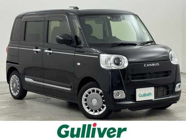 ダイハツ ムーヴ キャンバス セオリー G 山口県 2023(令5)年 1.4万km ブラックマイカメタリック 純正ナビ／フルセグＴＶ　/バックカメラ　/ホッとカップホルダー　/ドライブレコーダー　/コーナーセンサー　/衝突被害軽減ブレーキ　/アイドリングストップ　/両側電動スライドドア　/シートヒーター　/ＬＥＤヘッドライト
