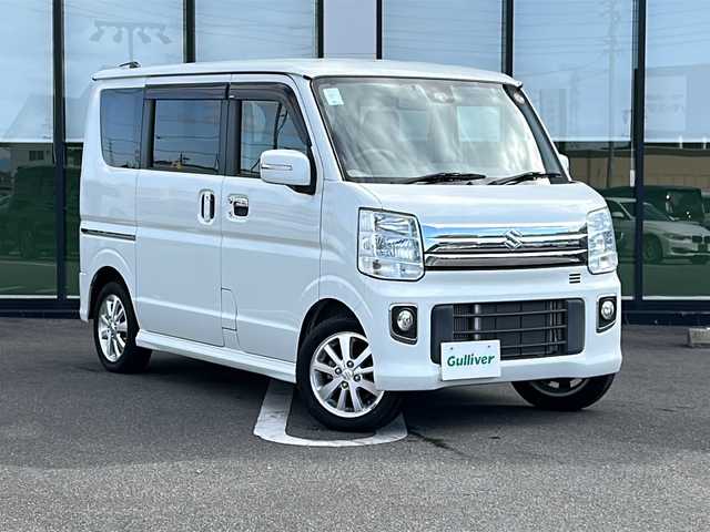 スズキ エブリィ ワゴン 岐阜県 2018(平30)年 0.7万km パールホワイト 登録時走行距離6364km/社外ＳＤナビ/フルセグＴＶ/バックカメラ/両側パワースライドドア/電動オートステップ/ターボ/ドライブレコーダー/純正フロアマット/純正アルミホイール/プッシュスタート/スマートキー/スペアキー/USB/Blue tooth/オートエアコン/ABS/横滑り防止装置/盗難防止装置/オートライト/キセノンヘッドライト/エアバッグ/衝突被害軽減システム