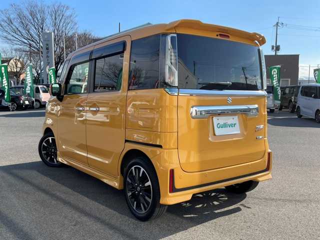 スズキ スペーシア カスタム HYBRID XS 兵庫県 2018(平30)年 3.3万km アクティブイエロー ワンオーナー/フルセグテレビ/アイドリングストップ/プッシュスタート/両側パワースライドドア/ETC/HID/フォグライト/全方位モニター用カメラパッケージ装着車/SDナビ/CD/DVD/BT/シートヒーター/ドアバイザー/デュアルセンサーブレーキサポート