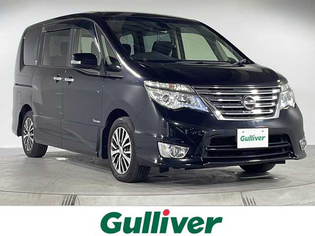 日産 セレナ HWS S HV Vセレ +Sefty 福岡県 2015(平27)年 1.9万km ダイヤモンドブラック ・Bluetooth/・前後ドラレコ/・LEDヘッドライト/・フルセグTV/・フリップダウン/・両側パワースライドドア/・スマートキー/・ETC/・プッシュスタート