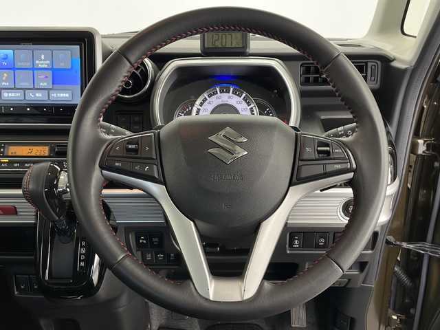 スズキ スペーシア カスタム HYBRID XS ターボ 長野県 2018(平30)年 5.9万km ブレイブカーキP 4WD/社外ナビ/（フルセグ/Bluetooth/CD/DVD)/全方位モニター/衝突軽減ブレーキ/車線逸脱防止機能/クルーズコントロール/コーナーセンサー/ETC/全方位ドライブレコーダー/ハーフレザシート/前席シートヒーター/両側電動スライドドア/LEDヘッドライト/ステアリングスイッチ/ドアバイザー/パドルシフト/ヘッドアップディスプレイ/後席ドリンクホルダー/後席サンシェード/保証書/スマートキー/スペアキー