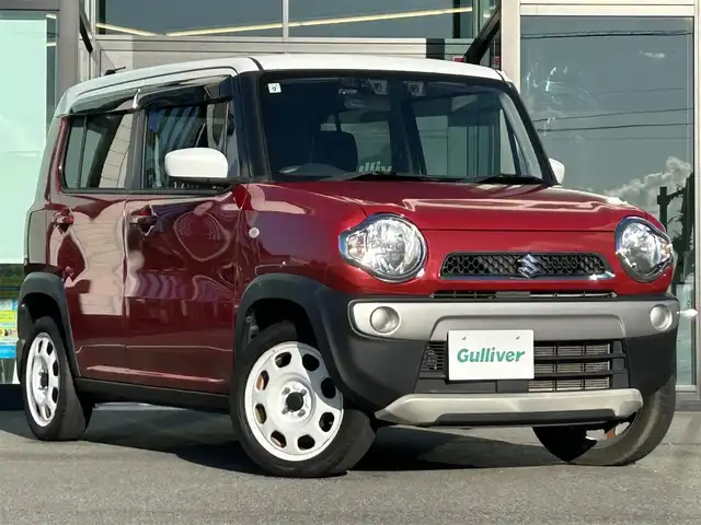 スズキ ハスラー G 愛媛県 2019(令1)年 4.4万km フェニックスレッドパール/ホワイト2トーンルーフ 社外ナビ(TV/DVD/Bluetooth)/ETC/前席シートヒーター/ドライブレコーダー/横滑り防止装置/レーンキープアシスト/ハロゲンヘッドライト/衝突軽減システム