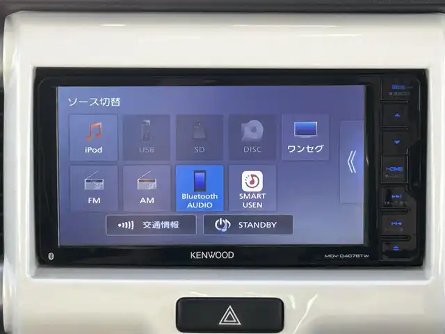 スズキ ハスラー G 愛媛県 2019(令1)年 4.4万km フェニックスレッドパール/ホワイト2トーンルーフ 社外ナビ(TV/DVD/Bluetooth)/ETC/前席シートヒーター/ドライブレコーダー/横滑り防止装置/レーンキープアシスト/ハロゲンヘッドライト/衝突軽減システム