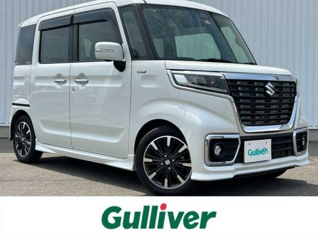 スズキ スペーシア カスタム HYBRID XS ターボ 愛媛県 2018(平30)年 7.3万km パール 全方位モニター/バックカメラ/社外ナビ/Bluetooth/フルセグTV/ヘッドアップディスプレイ/ドライブレコーダー/クルーズコントロール/コーナーセンサー/パーキングアシスト/アイドリングストップ/LEDオートライト/純正15AW/レーンキープアシスト/横滑り防止機能/衝突被害軽減システム/ハーフレザーシート/運転席シートヒーター/両側パワースライドドア/純正フロアマット/USB入力端子/ETC/ベンチシート/エンジンスタートボタン
