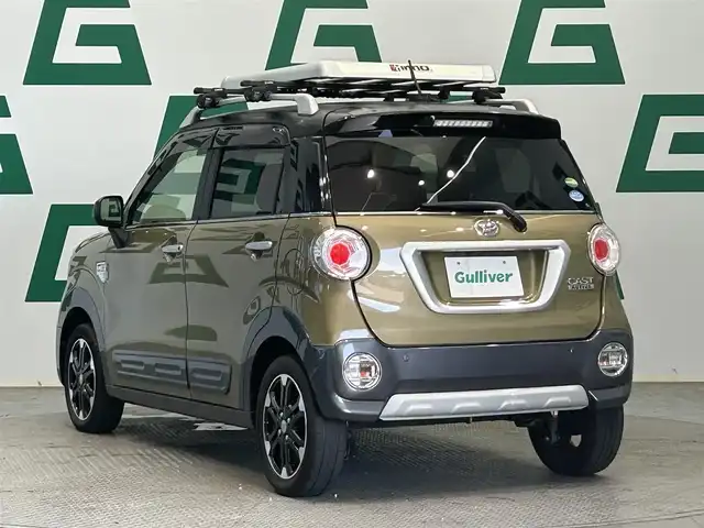 ダイハツ キャスト アクティバ GターボプライムコレSAⅢ 鹿児島県 2017(平29)年 6万km オフビートカーキM 純正ナビ/(フルセグTV/Bluetooth/DVD/CD)　/スマートアシスト/　・衝突回避支援ブレーキ/　・車線逸脱警報/　・誤発進抑制機能/　・ふらつき警報/　・オートマチックハイビーム　　　/ルーフレール/ルーフキャリア/前席シートヒーター/ドライブレコーダー　/ETC/電動格納ミラー/コーナーセンサー/純正アルミ/純正フロアマット/フロントフォグランプ/スマートキー/プッシュスタート