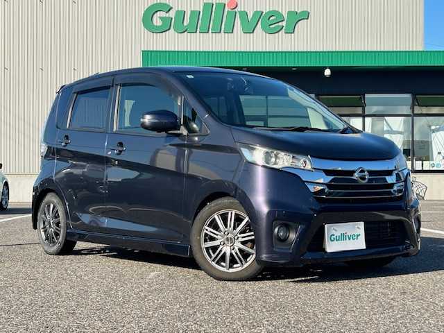 日産 デイズ ハイウェイスターG ターボ 島根県 2013(平25)年 7.4万km プレミアムパープルP ワンオーナー/ディーラーOPナビ（フルセグTV・DVD・CD・SD・BT・FM/AM・AUX・Ipod）/AAC/プッシュスタート/バックカメラ/アラウンドビュー/純正フロアマット