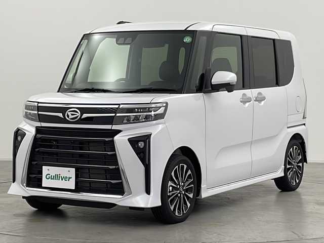 ダイハツ タント カスタム RS 群馬県 2024(令6)年 0.2万km シャイニングホワイトパール 純正９型ディスプレイオーディオ　全周囲カメラ　衝突被害軽減ブレーキ　両側電動スライドドア　ウェルカムオープン機能　ハーフレザーシート　シートヒーター　純正ラバーマット　アイドリングストップ　禁煙車