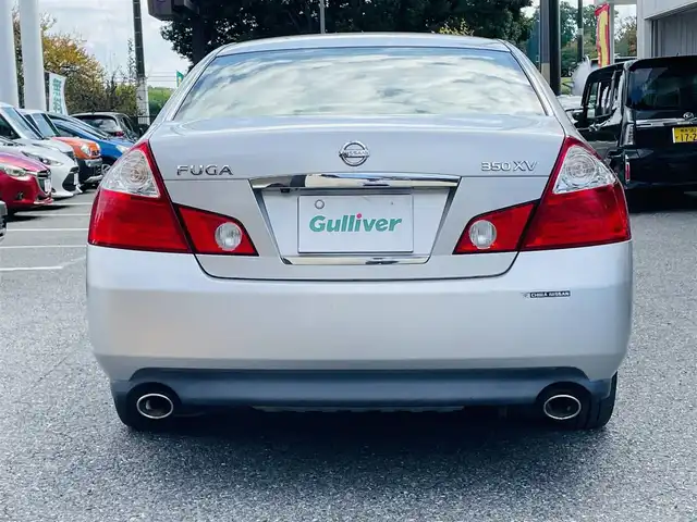 日産 フーガ 350XV 千葉県 2005(平17)年 5.4万km ブリリアントシルバー ワンオーナー/純正ナビ【DVD、CD、AM、FM】/バックカメラ/ウッド調ハンドル・パネル/前席パワーシート（D席メモリー付）/ビルトインETC/ステアリングスイッチ/オートライト/フォグ/デュアルAC/MT付AT/純正フロアマット/純正17インチアルミホイール/ドアバイザー/保証書/取説/スペアキー