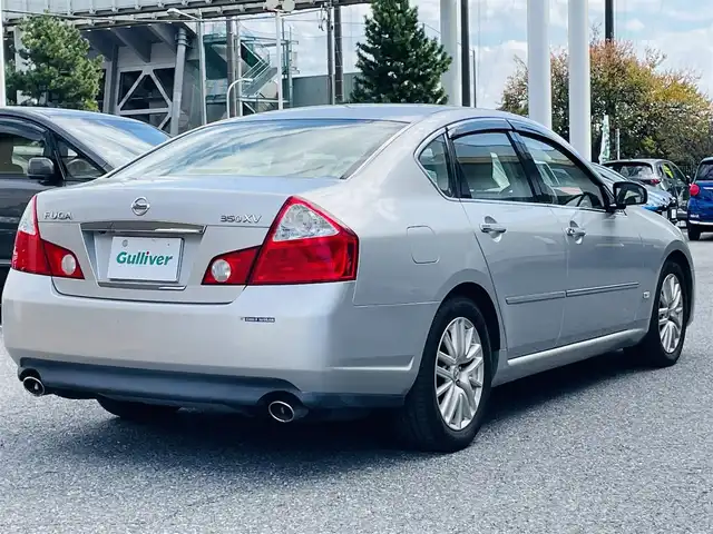 日産 フーガ 350XV 千葉県 2005(平17)年 5.4万km ブリリアントシルバー ワンオーナー/純正ナビ【DVD、CD、AM、FM】/バックカメラ/ウッド調ハンドル・パネル/前席パワーシート（D席メモリー付）/ビルトインETC/ステアリングスイッチ/オートライト/フォグ/デュアルAC/MT付AT/純正フロアマット/純正17インチアルミホイール/ドアバイザー/保証書/取説/スペアキー