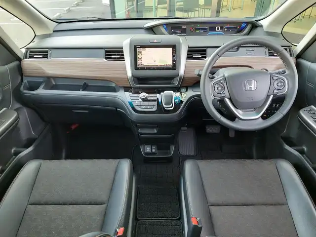 ホンダ フリード＋ ハイブリット クロスター ホンダセンシング 東京都 2022(令4)年 5.3万km シーグラスブルーパール ワンオーナー/純正ナビ(VXM-224VFi)/【DVD/CD/FM/AM/TV/ipod/SD/USB/BT/AUX】/バックカメラ/ビルトインETC/両側電動スライドドア/Cパッケージ/・シートヒーター/・ロールサンシェード/衝突軽減ブレーキ/車線逸脱警報/横滑り防止装置/バックソナー/ハーフレザーシート/LEDヘッドライト/フォグランプ/純正15インチAW/純正フロアマット/プッシュスタート/スマートキー