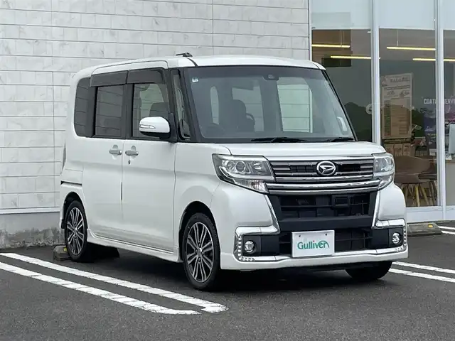 ダイハツ タント カスタム RS トップED SAⅡ 宮崎県 2016(平28)年 9.6万km パールホワイトⅢ 社外ナビ【CN-RX02WD】/・フルセグTV・Blu-ray・Bluetooth・DVD/両側パワースライドドア/バックカメラ/ETC/衝突軽減ブレーキ/車線逸脱警報機能/先行車発進お知らせ機能/衝突警報機能/LEDヘッドライト/LEDフォグライト/オートライト/純正フロアマット/純正ドアバイザー/純正15インチアルミホイール