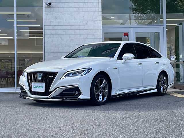 トヨタ クラウン ハイブリッド RS アドバンス 鳥取県 2018(平30)年 3.8万km ホワイトパールクリスタルシャイン マイコン制御チルト＆スライド電動ムーンルーフ/ブランノーブシート/前席シートヒーターエアシート/ブレーキホールド/ドライブモードセレクト/Ｔｏｙｏｔａ　Ｓａｆｅｔｙ　Ｓｅｎｓｅ/・プリクラッシュセーフティ/・レーントレーシングアシスト/・レーダークルーズコントロール/・ロードサインアシスト/・アダプティブハイビームシステム/・オートマチックハイビーム/先行車告知/ブラインドスポット/インテリジェントクリアランスソナー/ヘッドアップディスプレイ/リヤクロストラフィックオートブレーキ/パーキングサポートブレーキ/リヤカメラディテクション/パノラミックビューモニター/インテリジェントパーキングアシスト/3眼LEDヘッドランプ/LEDクリアランスランプ/LEDシーケンシャルターンランプ/LEDサイドターンランプ/T-Connect SDナビ/FM多重VICS、Blu-ray、DVD、CD、microSD、 AM/FM、サウンドライブラリー＊24、 USB/AUX、入力端子、 地上デジタルTV、Bluetooth、Miracast/ETC2.0/アクセサリーコンセント/ナノイースイングエアコン