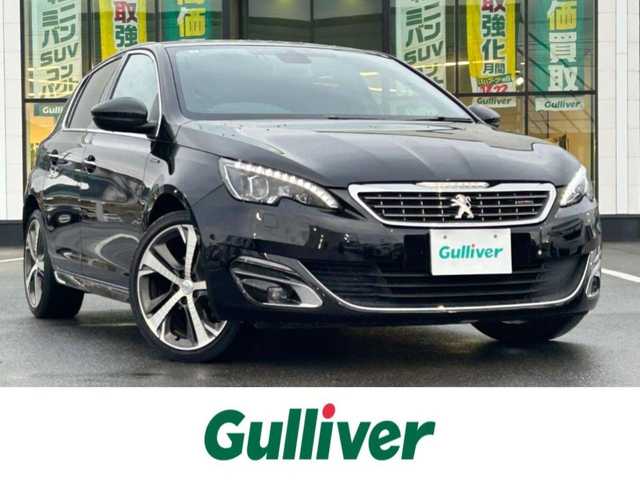 プジョー ３０８ GTライン 岡山県 2015(平27)年 9万km ペルラネラブラック 登録時走行距離 90017km/禁煙車/DENONサウンドシステム/純正ナビ/　(CD//Bluetooth)/バックカメラ/クルーズコントロール(追従走行あり)/Inter-vehicle time/後側方車両検知警報(Blind spot Monit0ring)/Parking sensors/ETC/革巻きステアリング/ステアリングスイッチ/パドルシフト/MTモード付きAT/純正LEDヘッドライト/フォグライト/オートライト/プッシュスタート/スマートキー/スペアキー/アイドリングストップ/純正アルミホイール 18インチ/ドアバイザー/電動格納ミラー/純正フロアマット/横滑防止装置/盗難防止装置/取扱説明書/保証書