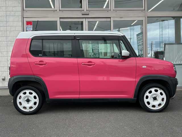 スズキ ハスラー G 青森県 2014(平26)年 4.5万km キャンディピンクメタリック/ホワイト2トーンルーフ ワンオーナー/ＫＥＮＷＯＯＤオーディオ（CD再生）/社外ＸＭナビ(XM-780F)/ワンセグTV/冬タイヤ・ホイールセット4本積載（165/70/R14)/横滑り防止装置/プリクラッシュセーフティ/シートヒーター/純正フロアマット/ドアバイザー