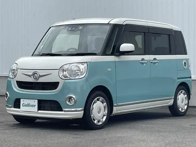 ダイハツ ムーヴ キャンバス X メイクアップ リミテッド SAⅢ 愛媛県 2019(令1)年 3.5万km パールホワイトⅢ/ファインミントメタリック 2トーン KENWOODナビ/ワンセグTV/BT/AM/FM/CD/DVD/全周囲カメラ/両側電動スライド/前後ドラレコ/アイドリングストップ/衝突被害軽減装置/横滑り防止装置/盗難防止装置/純正ドアバイザー/ステアリングリモコン/ヘッドライトレベライザー/シガーソケット/ISOFIX/フォグランプ/純正ホイールキャップ/現状サマー(鉄)(155/65/R14)/BRIDGESTONE NEXTRY