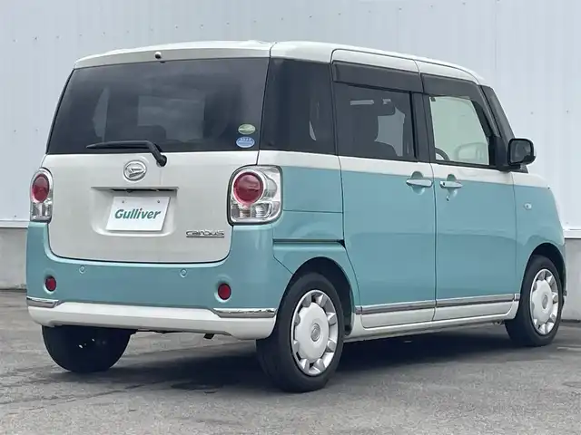 ダイハツ ムーヴ キャンバス X メイクアップ リミテッド SAⅢ 愛媛県 2019(令1)年 3.5万km パールホワイトⅢ/ファインミントメタリック 2トーン KENWOODナビ/ワンセグTV/BT/AM/FM/CD/DVD/全周囲カメラ/両側電動スライド/前後ドラレコ/アイドリングストップ/衝突被害軽減装置/横滑り防止装置/盗難防止装置/純正ドアバイザー/ステアリングリモコン/ヘッドライトレベライザー/シガーソケット/ISOFIX/フォグランプ/純正ホイールキャップ/現状サマー(鉄)(155/65/R14)/BRIDGESTONE NEXTRY