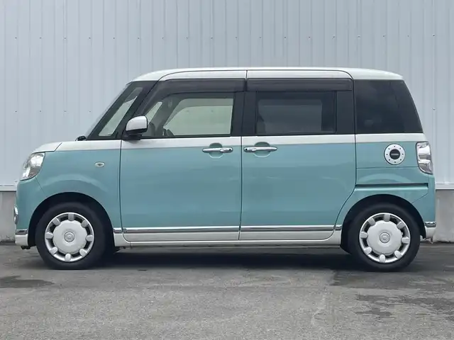 ダイハツ ムーヴ キャンバス X メイクアップ リミテッド SAⅢ 愛媛県 2019(令1)年 3.5万km パールホワイトⅢ/ファインミントメタリック 2トーン KENWOODナビ/ワンセグTV/BT/AM/FM/CD/DVD/全周囲カメラ/両側電動スライド/前後ドラレコ/アイドリングストップ/衝突被害軽減装置/横滑り防止装置/盗難防止装置/純正ドアバイザー/ステアリングリモコン/ヘッドライトレベライザー/シガーソケット/ISOFIX/フォグランプ/純正ホイールキャップ/現状サマー(鉄)(155/65/R14)/BRIDGESTONE NEXTRY