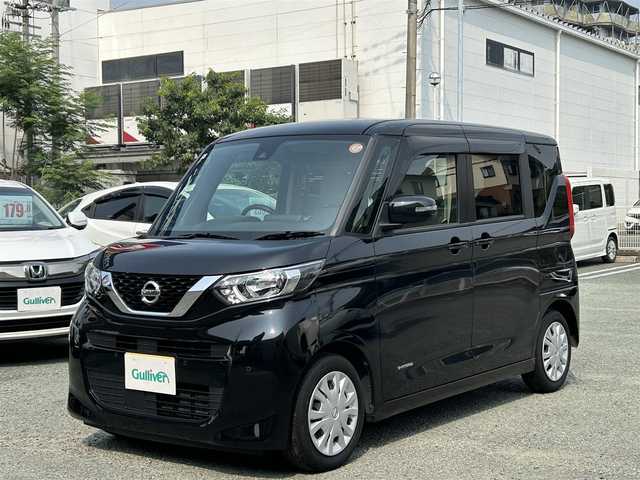 日産 ルークス X 熊本県 2021(令3)年 3.6万km ブラック ディスプレイオーディオ/アラウンドビューモニター/片側パワースライドドア/オートライト/前後コーナーセンサー/横滑り防止装置/ウィンカーミラー/純正フロアマット/純正ドアバイザー