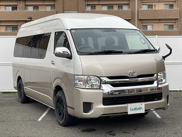 トヨタ ハイエース グランドキャビン 秋田県 2018(平30)年 14.2万km ベージュメタリック/ホワイトパールクリスタルシャイン 社外メモリーナビ/　CD/DVD/SD/　フルセグ/Bluetooth/衝突軽減ブレーキ/LEDヘッドライト/バックカメラ/片側パワースライドドア/プッシュスタート/スマートキー/ETC/社外ドライブレコーダー