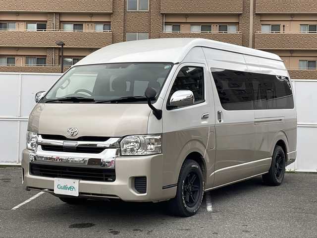 トヨタ ハイエース グランドキャビン 秋田県 2018(平30)年 14.2万km ベージュメタリック/ホワイトパールクリスタルシャイン 社外メモリーナビ/　CD/DVD/SD/　フルセグ/Bluetooth/衝突軽減ブレーキ/LEDヘッドライト/バックカメラ/片側パワースライドドア/プッシュスタート/スマートキー/ETC/社外ドライブレコーダー
