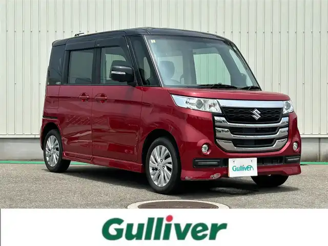 スズキ スペーシア カスタム Z 富山県 2017(平29)年 6.1万km フェニックスレッドパール/ブルーイッシュブラックパール 純正ナビ/フルセグTV/バックカメラ/左サイドカメラ/全方位カメラ/純正14インチAW/シートヒーター（D席）/ドライブレコーダー/Bluetooth/USB端子/ETC/アイドリングストップ/ウィンカーミラー/LEDフォグランプ/スマートキー/プッシュスタート/両側パワースライドドア/スペアキー/サイドシルスポイラー/リアエアロバンパー/ステアリングスイッチ/ドアバイザー/フロントエアロバンパー/サイドシルスポイラー/リアスポイラー/リアエアロバンパー/ボックス付アームレスト