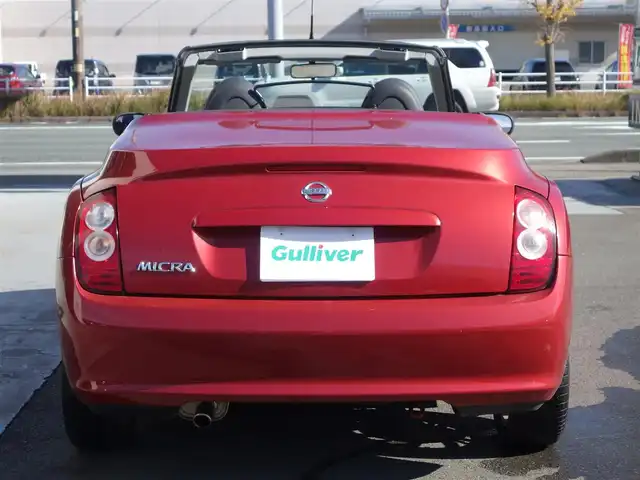 日産 マイクラ Ｃ＋Ｃ 静岡県 2007(平19)年 10.5万km ワインＭ マーチマイクラコンバーチブル/電動オープン/スタイリッシュガラスルーフ/自店管理ユーザー買取車両/車検令和9年5月まで/禁煙車/HIDヘッドライト/純正CDチューナー/ETC/革巻きステアリング/フロントフォグランプ/社外16インチアルミ/イモビライザー/保証書