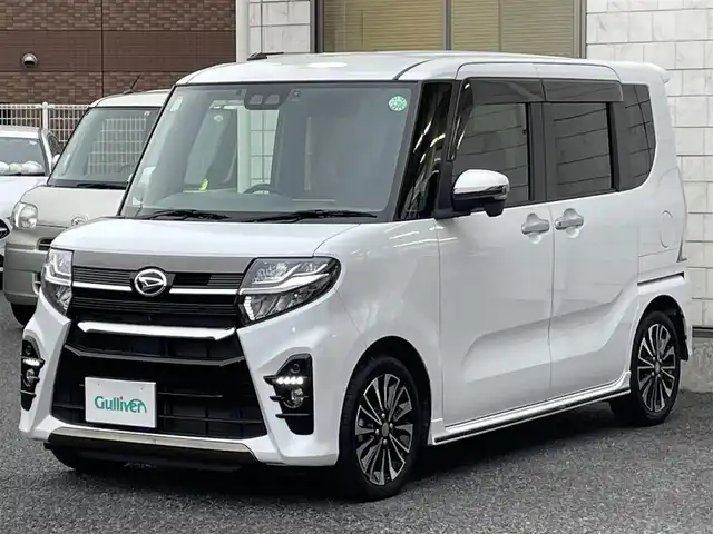 ダイハツ タント カスタム RS 福岡県 2020(令2)年 7.7万km シャイニングホワイトパール ワンオーナー/黒ハーフレザーシート/純正SDナビ【NSZN-Y700DS】/(AM/FM/CD/DVD/Bluetooth/フルセグTV)/パノラミックビューモニター/ビルトインETC/両側パワースライドドア/ナビ連動型純正前後ドライブレコーダー【DRN-H70N】/ミラー型GPSレーダー探知機CELLSTAR【AR-G20M】/コーナーセンサー/オートライト/ロングスライドスイッチ/スマートアシスト/盗難防止装置/横滑り防止機能/D/N席シートヒーター/USBジャック/純正１５インチアルミホイール/純正フロアマット/電格ウィンカーミラー/アイドリングストップ/フロントフォグランプ/ステアリングスイッチ/ドアバイザー/保証書/取扱説明書/ナビ取扱説明書/スペアキー×１