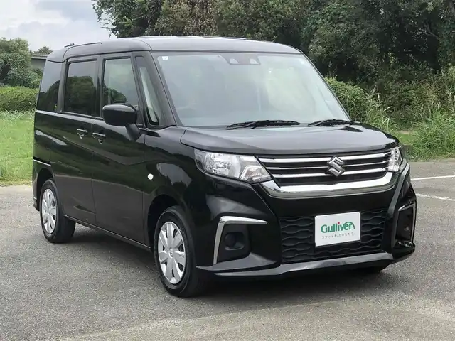 スズキ ソリオ G 福岡県 2023(令5)年 5.6万km スーパーブラックパール デュアルカメラブレーキサポート/純正8インチメモリナビ【SKW-S807】/　フルセグTV/CD/DVD/Bluetooth/プッシュスタート/片側パワースライドドア/フロアマット/保証書
