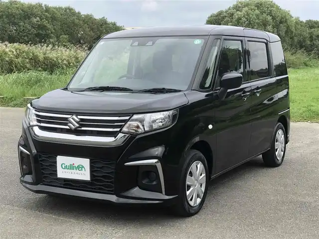スズキ ソリオ G 福岡県 2023(令5)年 5.6万km スーパーブラックパール デュアルカメラブレーキサポート/純正8インチメモリナビ【SKW-S807】/　フルセグTV/CD/DVD/Bluetooth/プッシュスタート/片側パワースライドドア/フロアマット/保証書