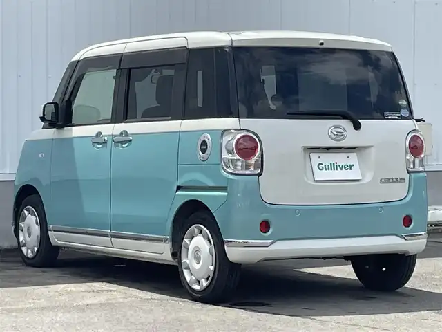 ダイハツ ムーヴ キャンバス X メイクアップ リミテッド SAⅢ 愛媛県 2019(平31)年 2.8万km パールホワイトⅢ/ファインミントメタリック 2トーン 純正ナビ/フルセグTV/BT/AM/FM/CD/DVD/全周囲カメラ/両側パワースライドドア/ドラレコ/衝突被害軽減装置/横滑り防止装置/ETC/アイドリングストップ/盗難防止装置/電格ミラー/シガーソケット/純正ドアバイザー/ISOFIX/フォグランプ/スペアキー1本/純正ホイールキャップ/現状サマー(鉄)(155/65/R14)/DUNLOP ENASAVE