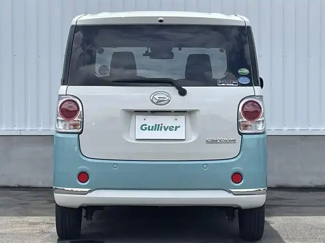 ダイハツ ムーヴ キャンバス X メイクアップ リミテッド SAⅢ 愛媛県 2019(平31)年 2.8万km パールホワイトⅢ/ファインミントメタリック 2トーン 純正ナビ/フルセグTV/BT/AM/FM/CD/DVD/全周囲カメラ/両側パワースライドドア/ドラレコ/衝突被害軽減装置/横滑り防止装置/ETC/アイドリングストップ/盗難防止装置/電格ミラー/シガーソケット/純正ドアバイザー/ISOFIX/フォグランプ/スペアキー1本/純正ホイールキャップ/現状サマー(鉄)(155/65/R14)/DUNLOP ENASAVE