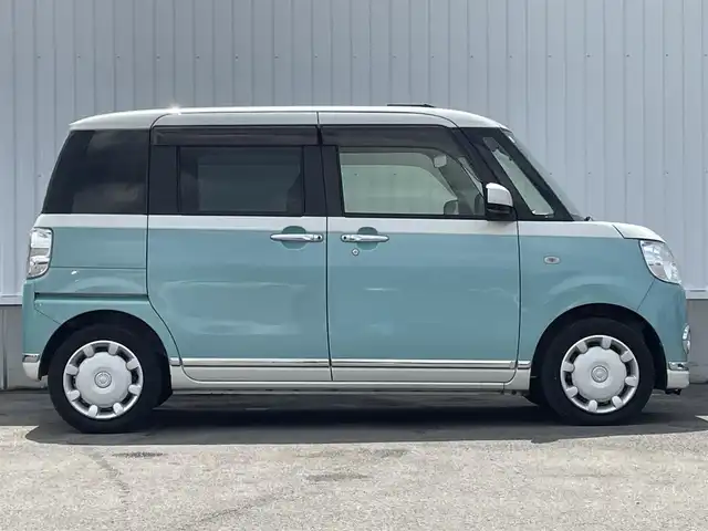 ダイハツ ムーヴ キャンバス X メイクアップ リミテッド SAⅢ 愛媛県 2019(平31)年 2.8万km パールホワイトⅢ/ファインミントメタリック 2トーン 純正ナビ/フルセグTV/BT/AM/FM/CD/DVD/全周囲カメラ/両側パワースライドドア/ドラレコ/衝突被害軽減装置/横滑り防止装置/ETC/アイドリングストップ/盗難防止装置/電格ミラー/シガーソケット/純正ドアバイザー/ISOFIX/フォグランプ/スペアキー1本/純正ホイールキャップ/現状サマー(鉄)(155/65/R14)/DUNLOP ENASAVE