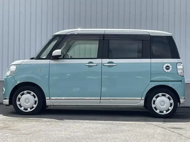 ダイハツ ムーヴ キャンバス X メイクアップ リミテッド SAⅢ 愛媛県 2019(平31)年 2.8万km パールホワイトⅢ/ファインミントメタリック 2トーン 純正ナビ/フルセグTV/BT/AM/FM/CD/DVD/全周囲カメラ/両側パワースライドドア/ドラレコ/衝突被害軽減装置/横滑り防止装置/ETC/アイドリングストップ/盗難防止装置/電格ミラー/シガーソケット/純正ドアバイザー/ISOFIX/フォグランプ/スペアキー1本/純正ホイールキャップ/現状サマー(鉄)(155/65/R14)/DUNLOP ENASAVE
