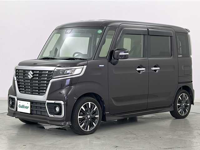 スズキ スペーシア カスタム HYBRID XS 宮城県 2019(平31)年 6.6万km ムーンライトバイオレットPM 禁煙車/1オーナー/スズキセーフティサポート/・車線逸脱抑制制御機能/・車線逸脱警報機能/・パーキングソナー/・横滑り防止装置/・ハイビームアシスト/デュアルカメラブレーキサポート	/ストラーダナビ/・BT.CD.DVD.SD/フルセグTV/両側パワースライドドア/ハーフレザーシート/運転席シートヒーター/LEDヘッドライト/フォグランプ/アイドリングストップ/プッシュスタート/スマートキー/ステアリングスイッチ/サーキュレーター/純正15inAW/純正フロアマット/ロールサンシェード/シートバックテーブル