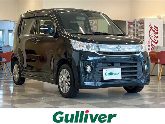 スズキ ワゴンＲ スティングレー X 岐阜県 2015(平27)年 12.8万km ブルーイッシュブラックパール3 ４ＷＤ/社外ナビゲーション/Bluetooth/フルセグ/レーダーブレーキサポート/シートヒーター/ETC/ＨＩＤヘッドライト/ヘッドライトレベライザー/純正アルミホイール/プッシュスタート/スマートキー/フロアマット