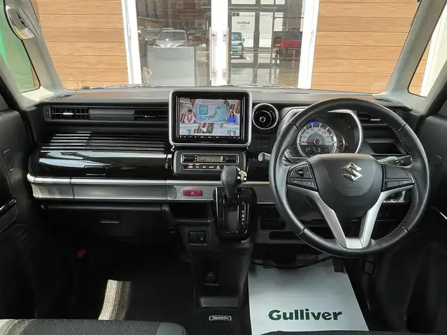 スズキ スペーシア カスタム HYBRID XS 宮崎県 2018(平30)年 5.6万km ブルーイッシュブラックパール3 SDナビ/フルセグテレビ/バックカメラ/全周囲カメラ/プッシュスタート/両側電動スライドドア/LEDライト/シートヒーター/純正15インチアルミ