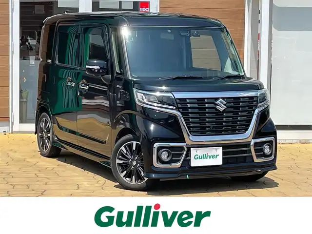 スズキ スペーシア カスタム HYBRID XS 宮崎県 2018(平30)年 5.6万km ブルーイッシュブラックパール3 SDナビ/フルセグテレビ/バックカメラ/全周囲カメラ/プッシュスタート/両側電動スライドドア/LEDライト/シートヒーター/純正15インチアルミ