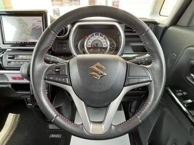 スズキ スペーシア カスタム HYBRID XS 宮崎県 2018(平30)年 5.6万km ブルーイッシュブラックパール3 SDナビ/フルセグテレビ/バックカメラ/全周囲カメラ/プッシュスタート/両側電動スライドドア/LEDライト/シートヒーター/純正15インチアルミ